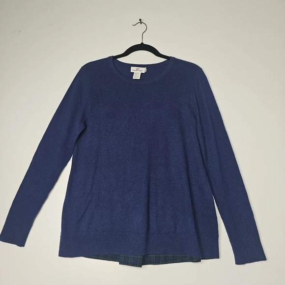Vineyard Vines Women Navy & Plaid Merino Wool Blend Sweater Size Small - Picture 2 of 6